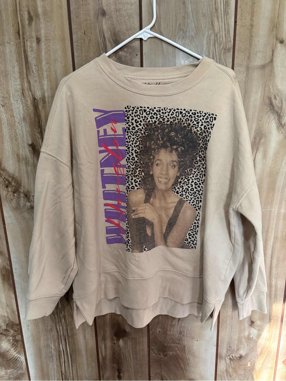 Beige Graphic Whitney Houston Crewneck Sweatshirt